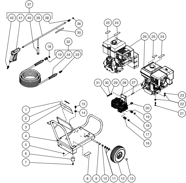 MITM JP-4003-0MHB pressure washer parts and manual